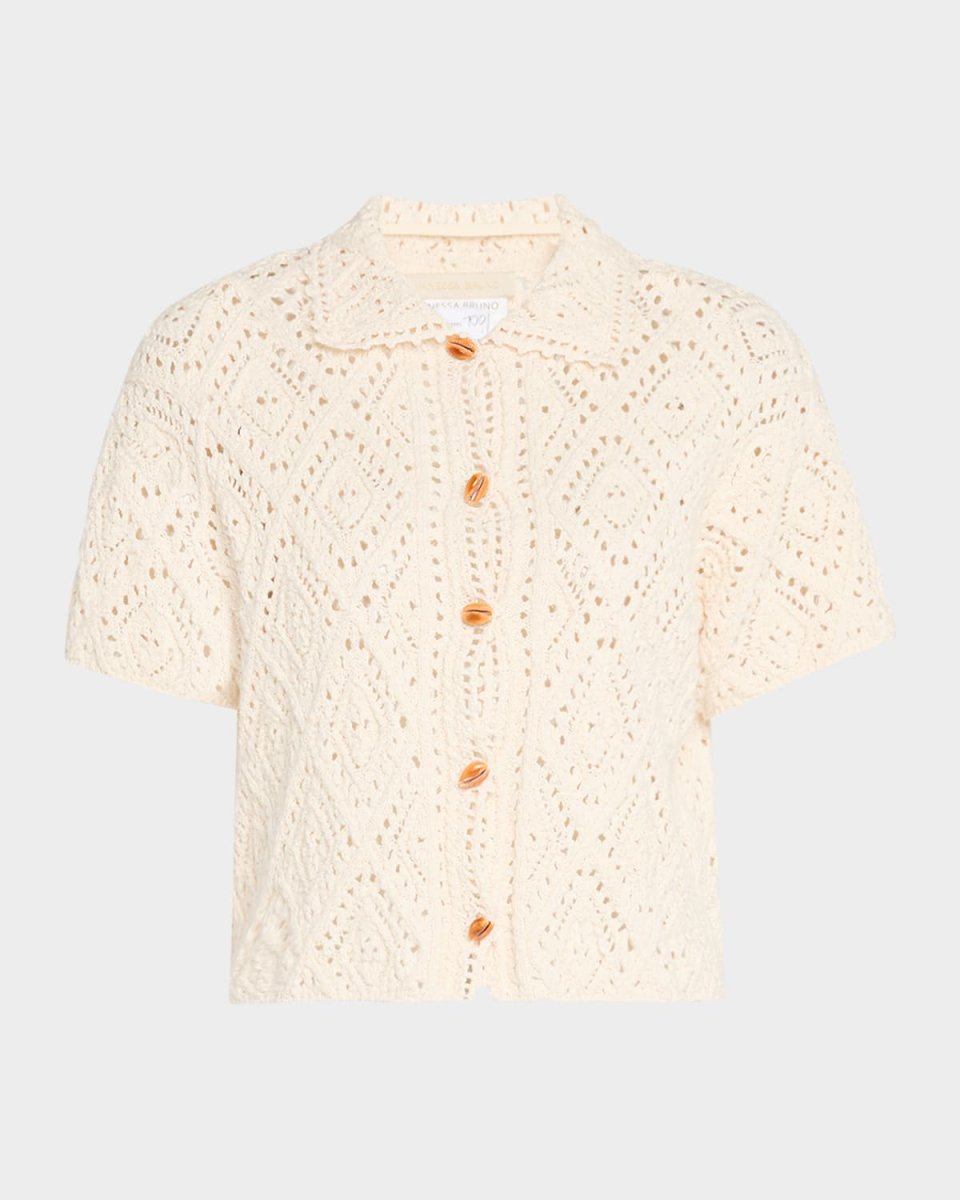 Emarya Pointelle-Knit Cotton Cardigan